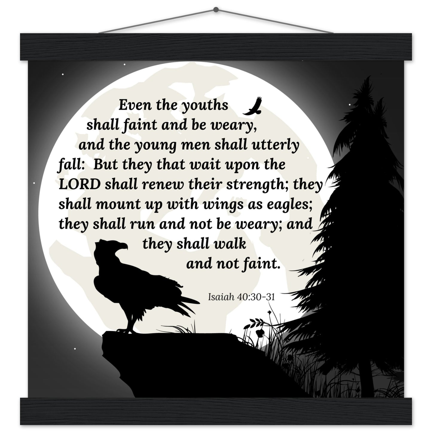Isaiah 40:30-31 Christian Poster with Hanger | Modern Christian Art | Modern Bible Art | Christian Wall Decor