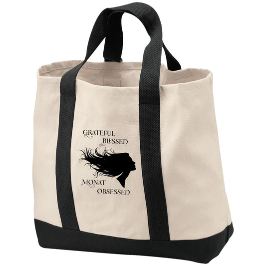 Grateful Blessed Monat Obsessed Embroidered 2-Tone Shopping Tote | Monat Gear | Monat Tote Bag