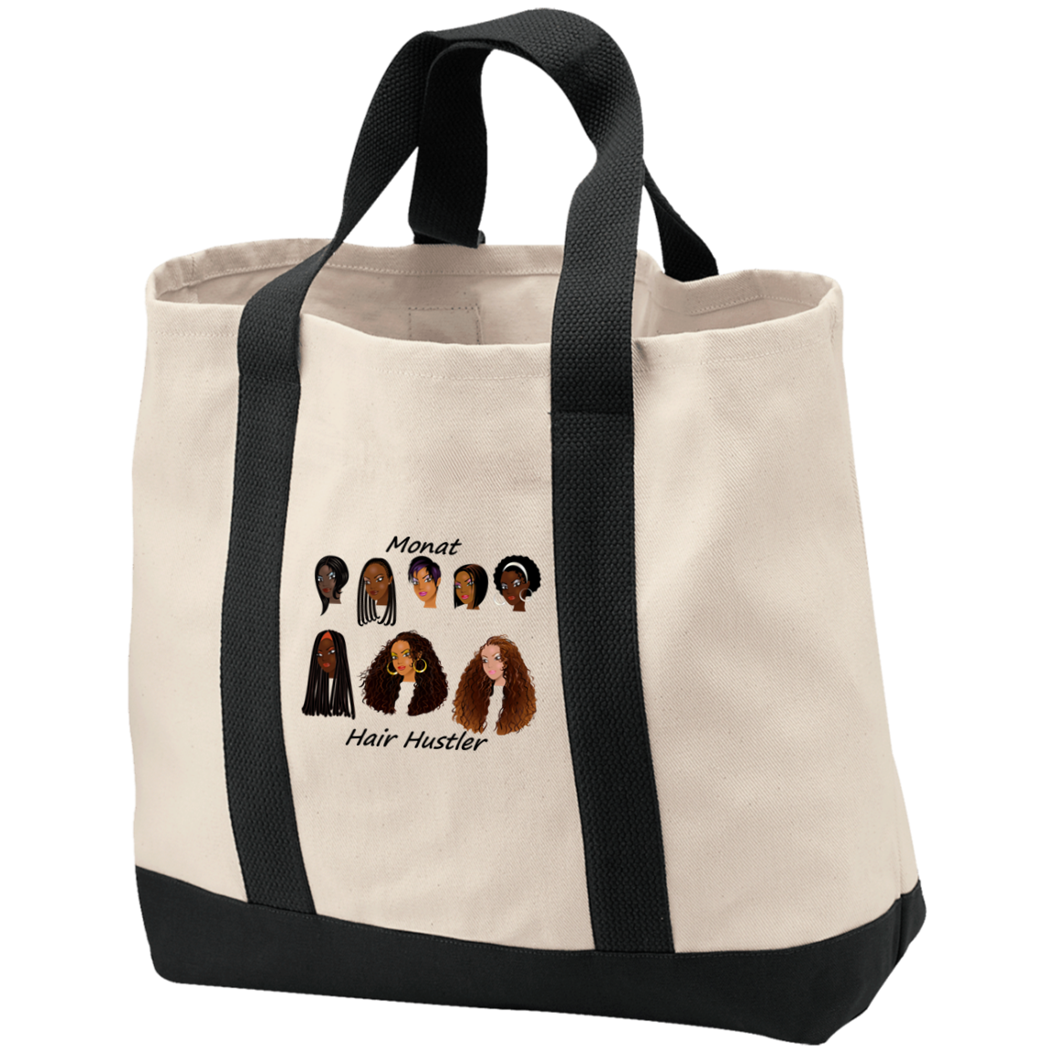Monat Hair Hustler Embroidered 2-Tone Shopping Tote Bag | Monat Gear | Monat Tote Bag