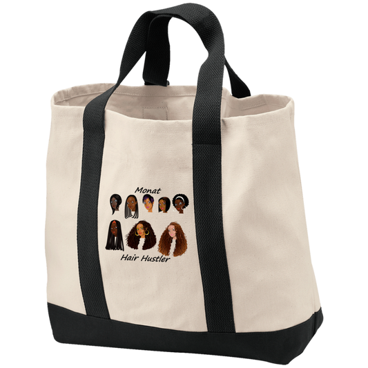 Monat Hair Hustler Embroidered 2-Tone Shopping Tote Bag | Monat Gear | Monat Tote Bag