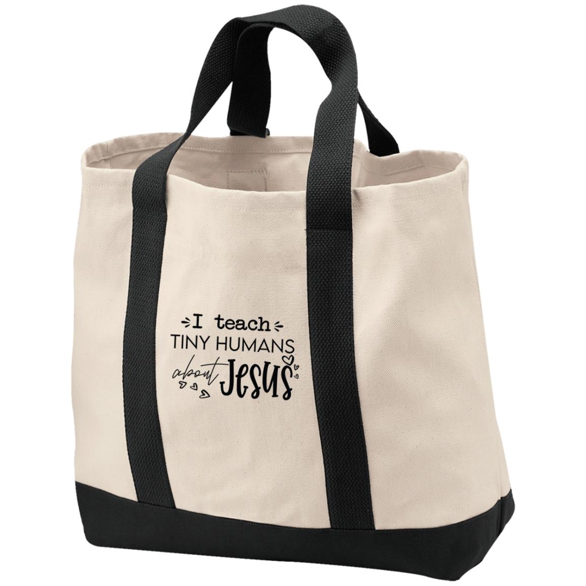 I teach tiny humans about Jesus cotton tote bag