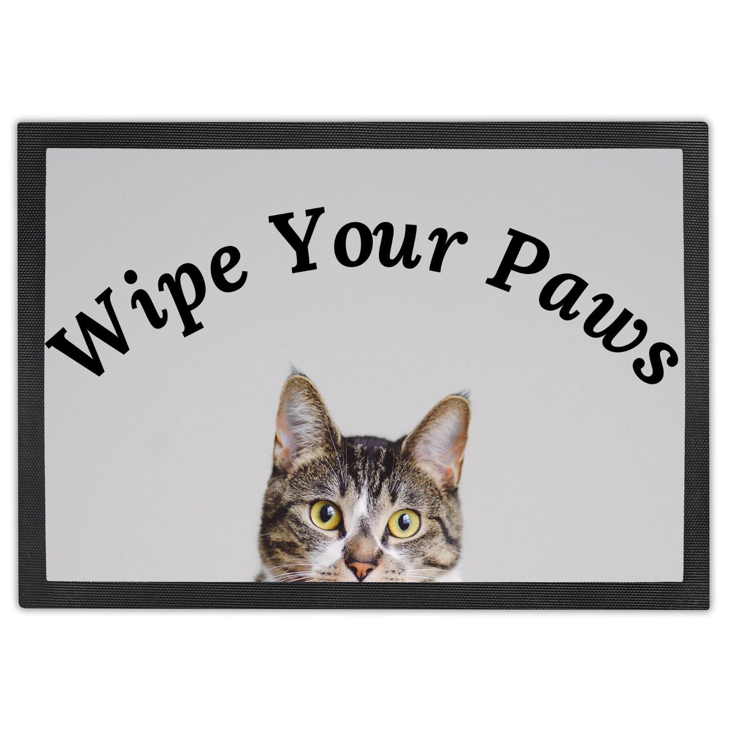 Wipe Your Paws Doormat Gray Striped Tabby Cat