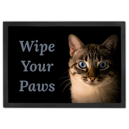 Wipe Your Paws Doormat | Gray Tabby Welcome Doormat | Cat Lovers Doormat
