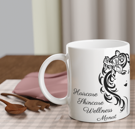 Haircare Skincare Wellness Monat 11oz Ceramic Mug | Monat Coffee Cup | Monat Gear