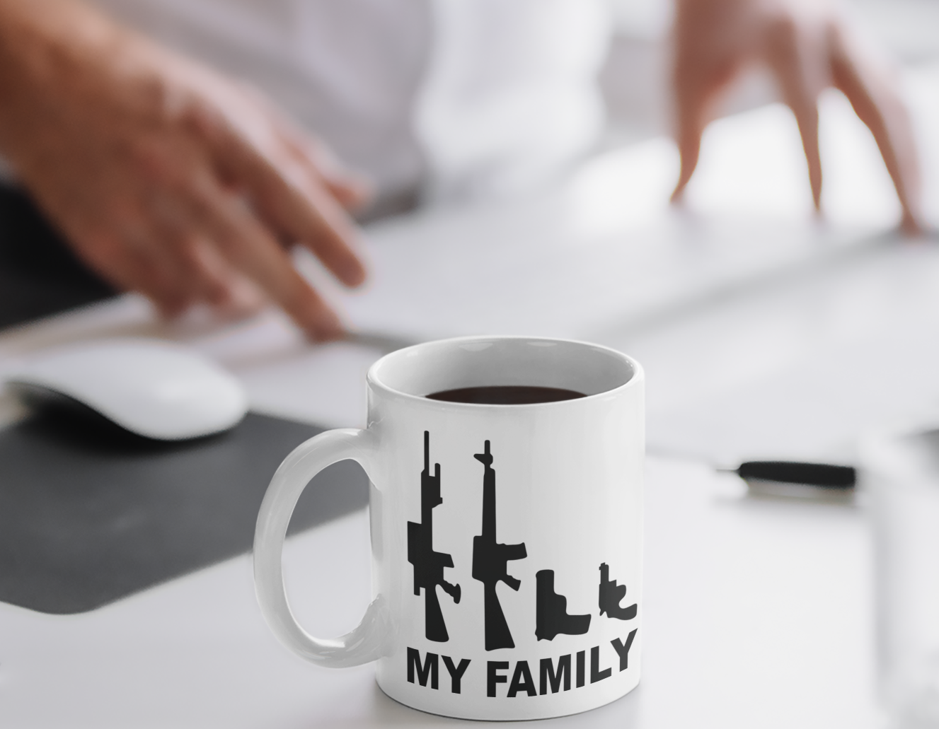 My Family Guns 11oz Ceramic Coffee Mug | Gun Lover Coffee Mug | Military Man Mug | Second Amendment Mug