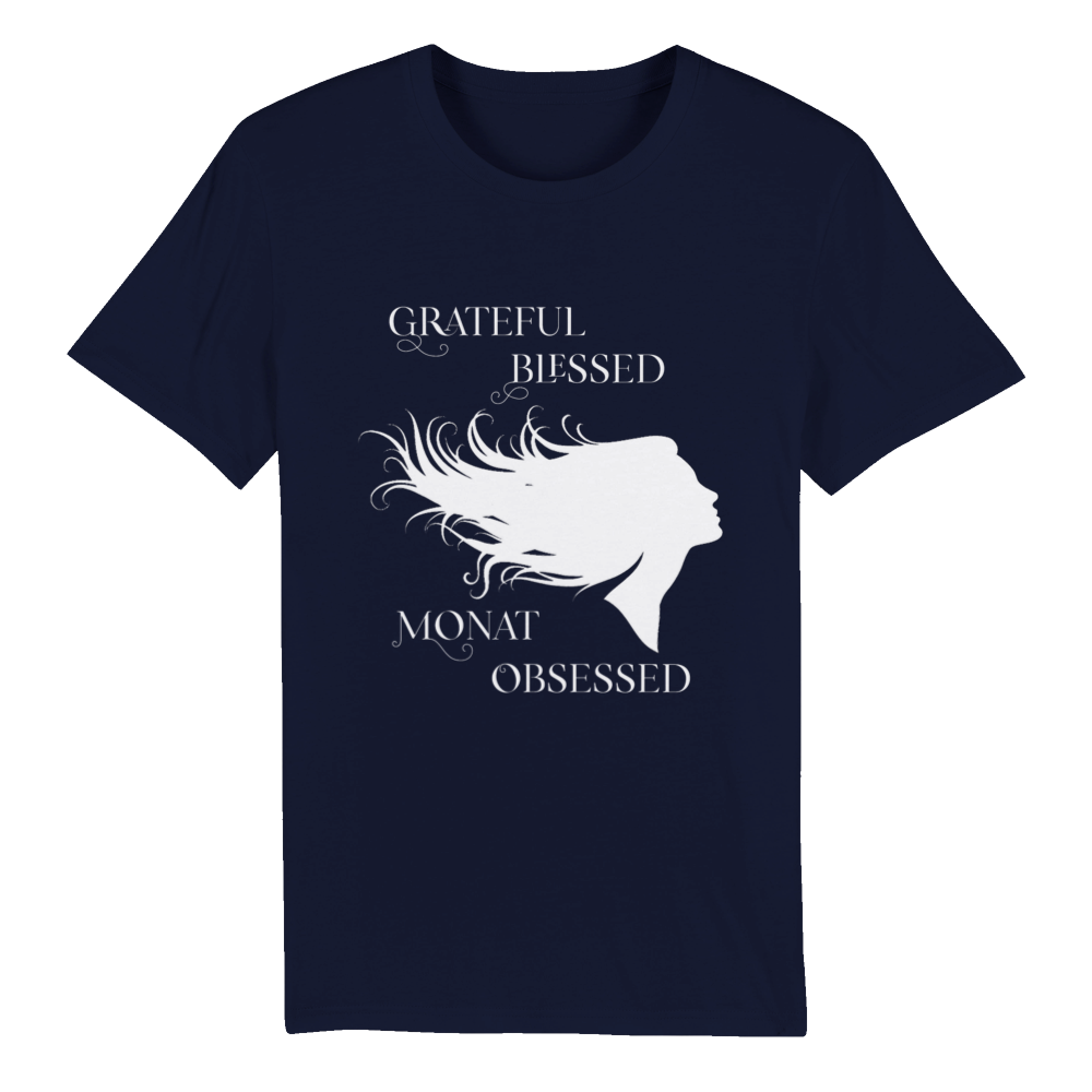 Organic Grateful Blessed Monat Obsessed T-shirt Navy